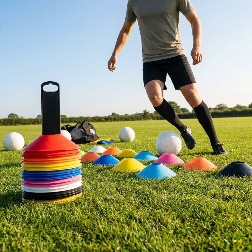 Colourful training marker cones for sports fields - product detail