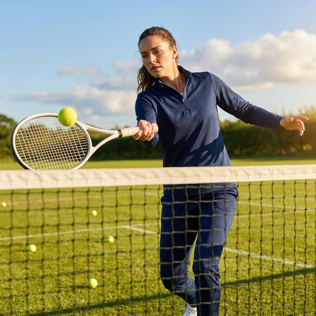 Women's quarter zip tracksuit in lightweight polyester, available in 5 sizes