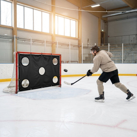 Ice Hockey Goal Target Sheet with 5 Holes for Training