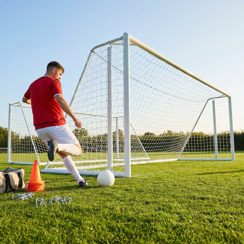 Steel football goal 16x7ft for school and park use - product detail