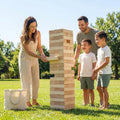Giant Tumble Tower game made of natural pine wood blocks