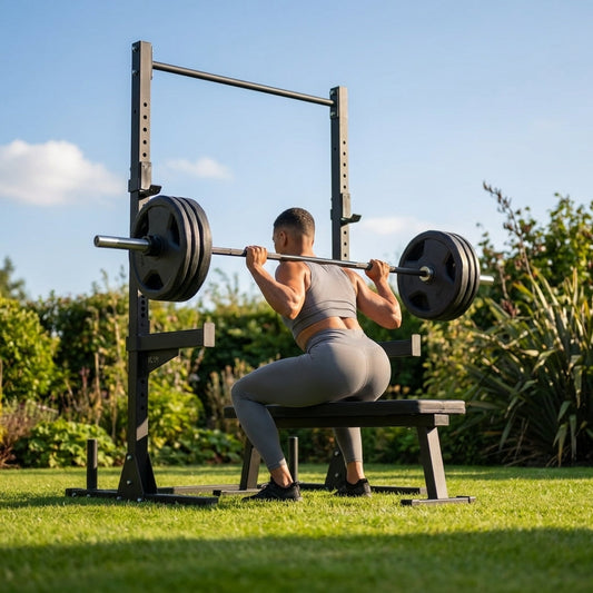 Home Gym Squat Set with Olympic Barbell and Weights