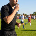 Brass referee whistle with lanyard, ideal for sports and events