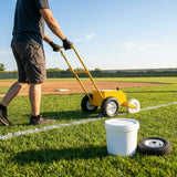 Baseball field line marker with steel tank and pneumatic wheels - product detail