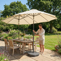 Double sided parasol with black, white, and grey canopy for outdoor use - product detail