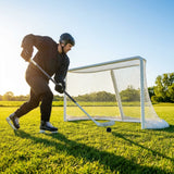 Full-size ice hockey goal featuring a durable steel frame - product detail
