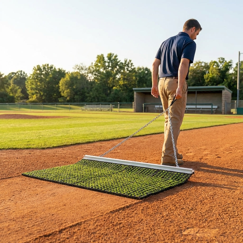 Baseball field drag mat made from combi PVC and aluminium rail