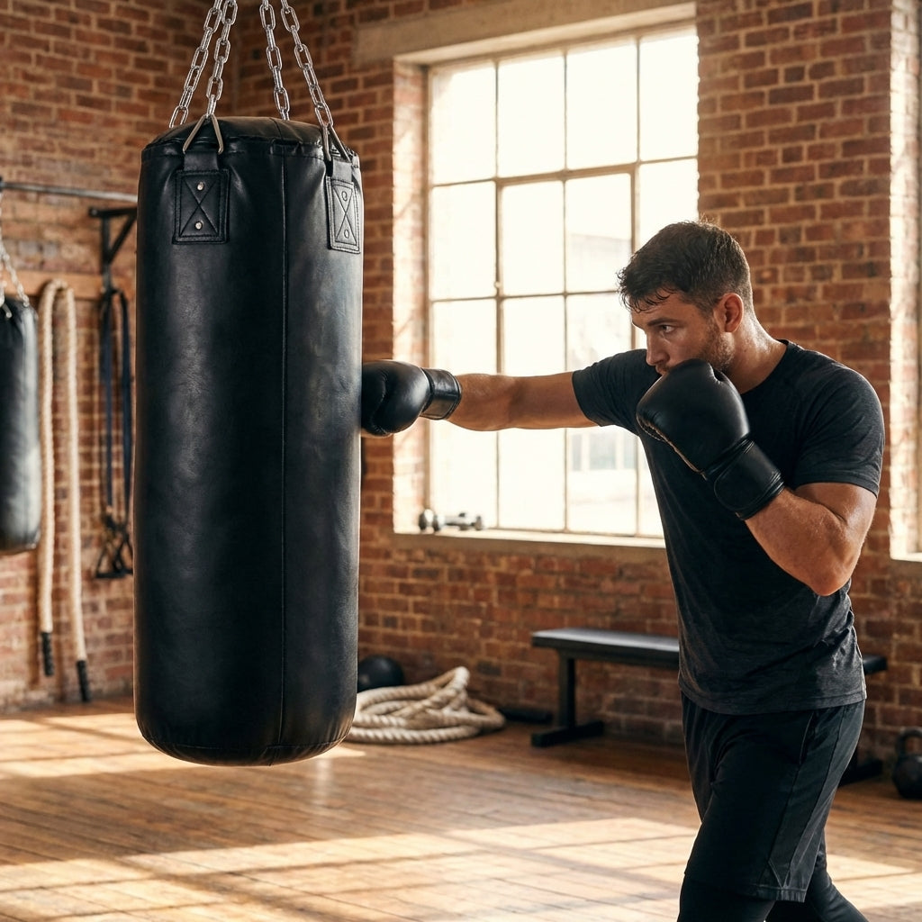 Hanging Punch Bag made of Microfibre Leather for Gym and Home Use