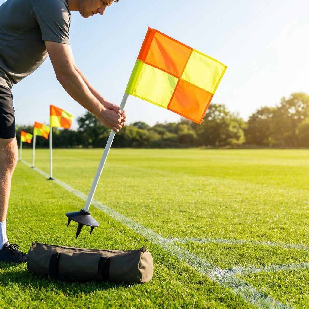 Rugby Corner Flags Set with PVC Poles and High Visibility Flags