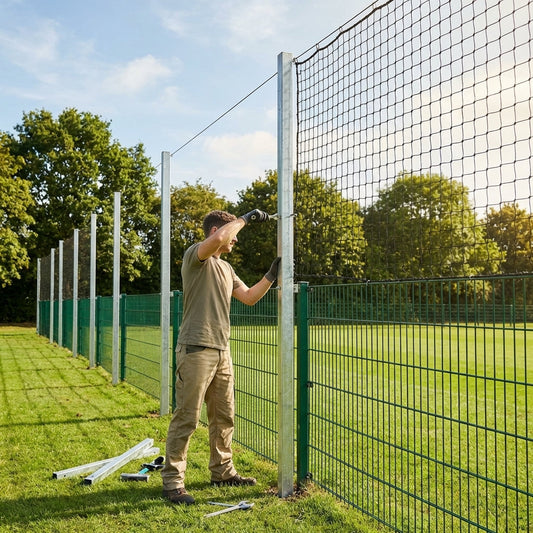Galvanised steel ball stop net posts for sports - product detail