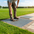 Galvanised steel foot grate for sports pitches and courts