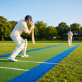 Cricket matting with blue surround and integrated stump lines
