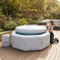 Inflatable hot tub cover in grey, made from durable PVC