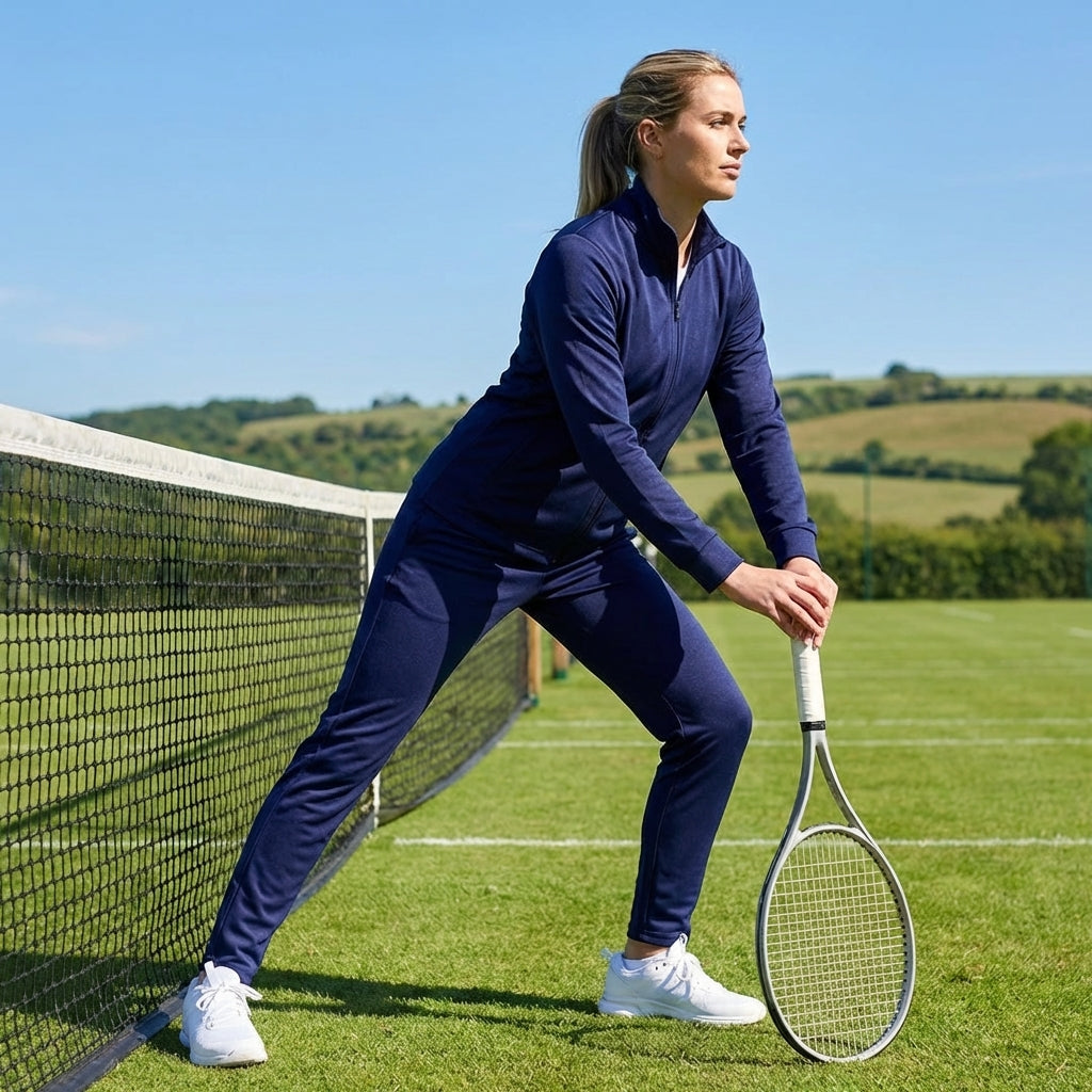 Women's tracksuit bottoms made from 100% polyester, available in 5 sizes