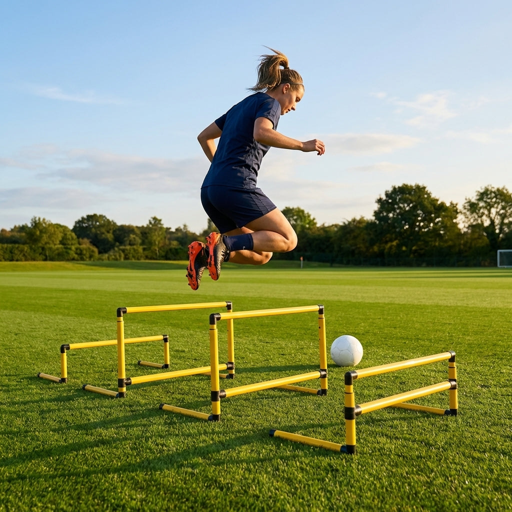 Adjustable training hurdles made from shatterproof PVC for indoor and outdoor use