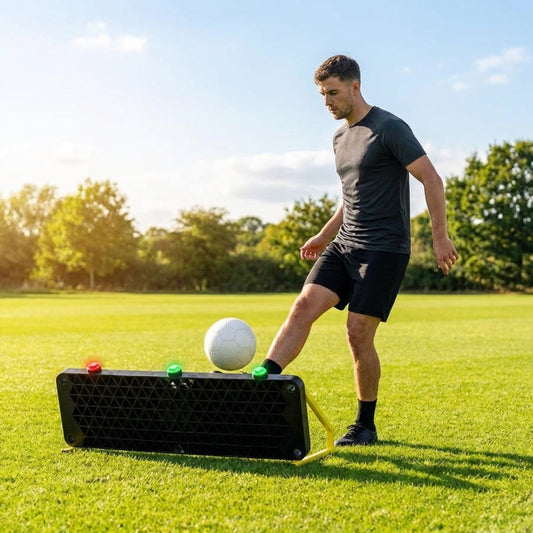 Interactive football training rebound board with reaction lights