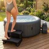 Durable grey hot tub steps for safe access