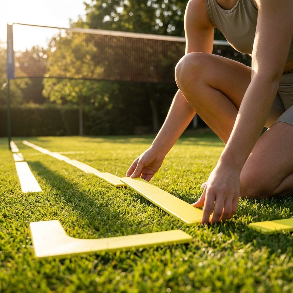 Rubber Badminton Court Lines in yellow with anti-slip design