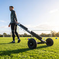 Football mannequin transport trolley with steel frame and off-road wheels - product detail