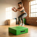 Plyometric jump boxes in various colours and heights for gym workouts