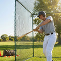 Baseball batting cage net made of durable knotless twine