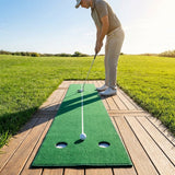 Golf putting mat with realistic turf and dual hole sizes for indoor practice - product detail