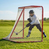 Full-size ice hockey goal with galvanised steel frame and net