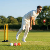 Red machine-stitched cricket ball for indoor and outdoor use