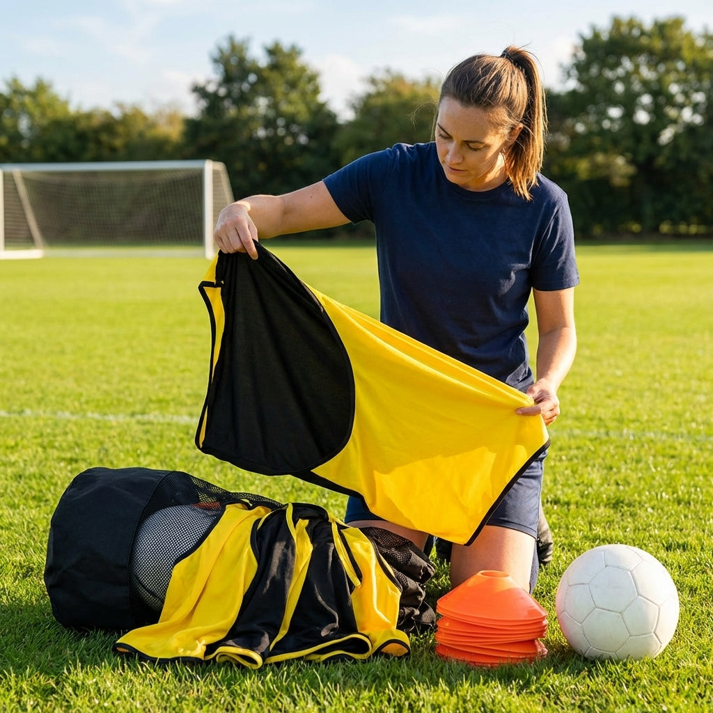 Reversible training bibs in various colours for sports teams