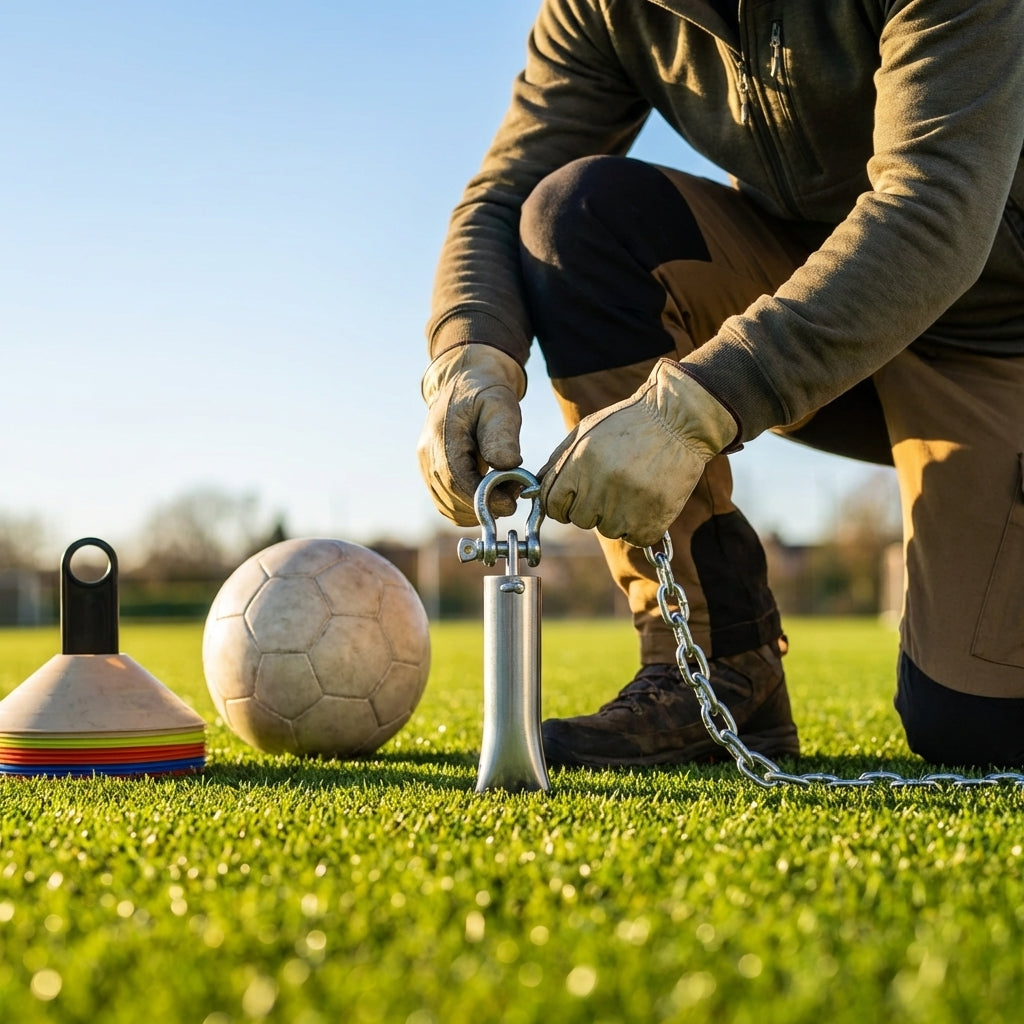 Ground Anchor Socket made of welded steel for sports courts