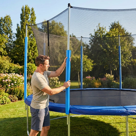 Replacement trampoline pole pads with cushioned protection for outdoor use