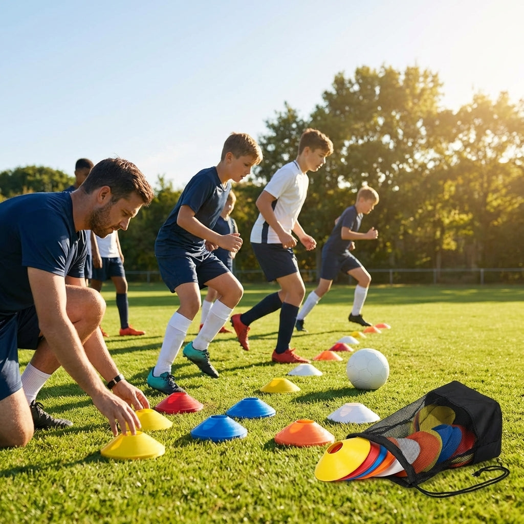 Rubber Flat Disc Markers in multi-colour for training and games
