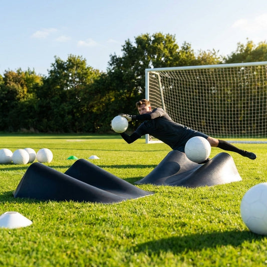 Goalkeeper training ramp made from durable rubber for indoor and outdoor use