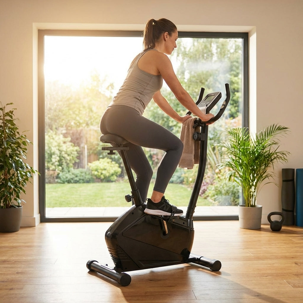 Exercise bike with adjustable resistance for home fitness