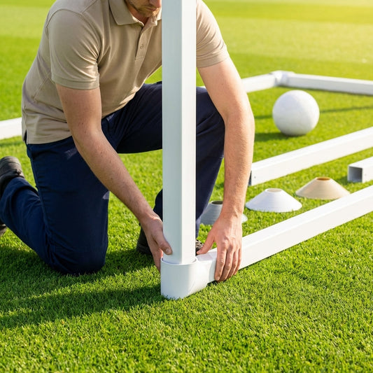 Replacement aluminium goal upright parts with corner joint and support