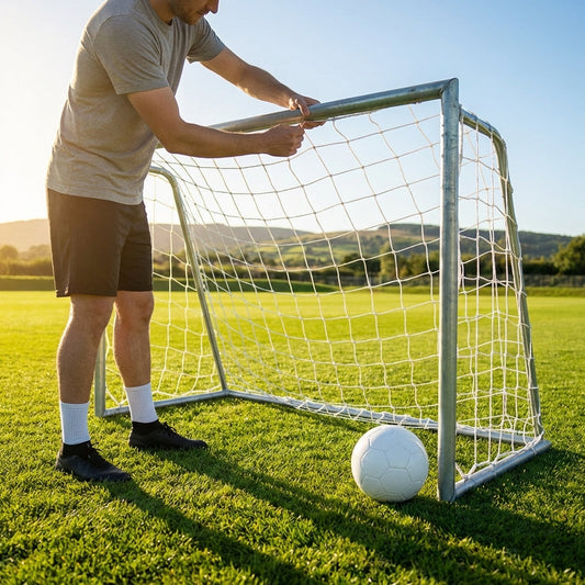 White football goal nets 3m x 2m for outdoor use