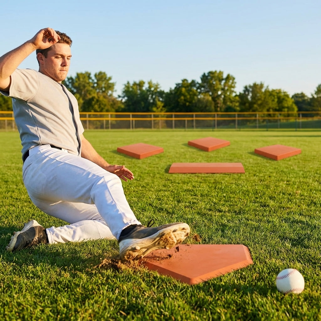 Rubber baseball base set in orange for youth training