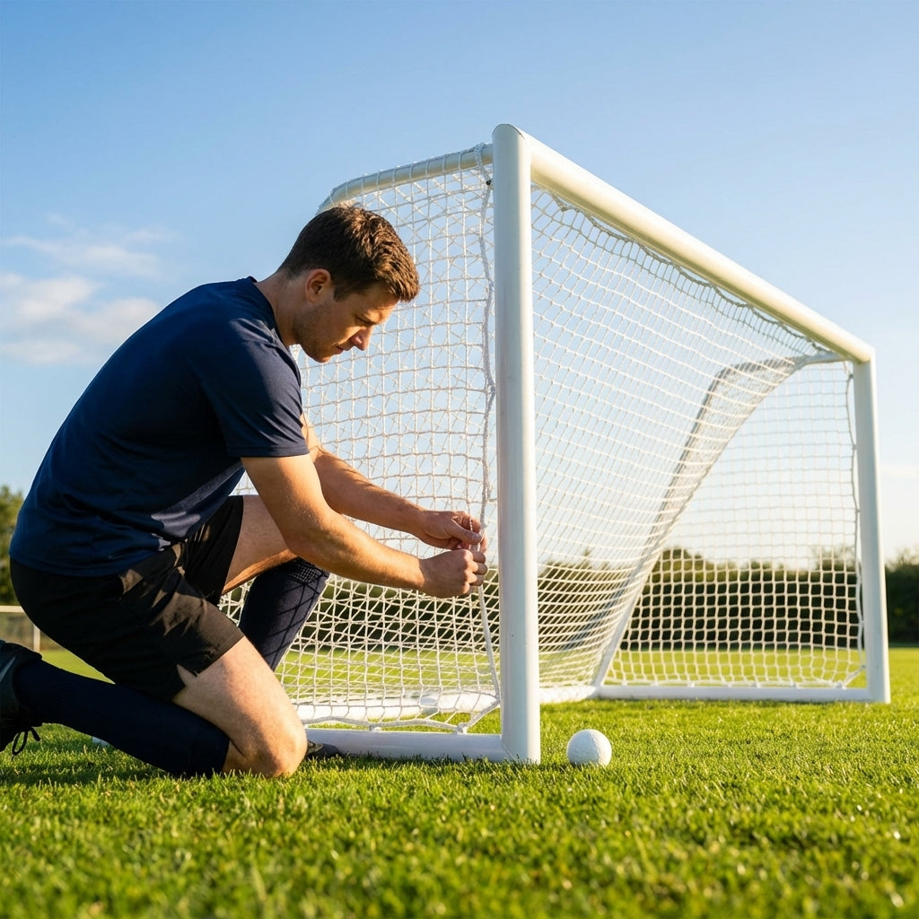 Replacement Hockey Goal Nets in White Polyester for Sports Grounds