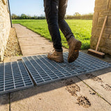 Galvanised steel foot grate for sports pitches and courts - product detail