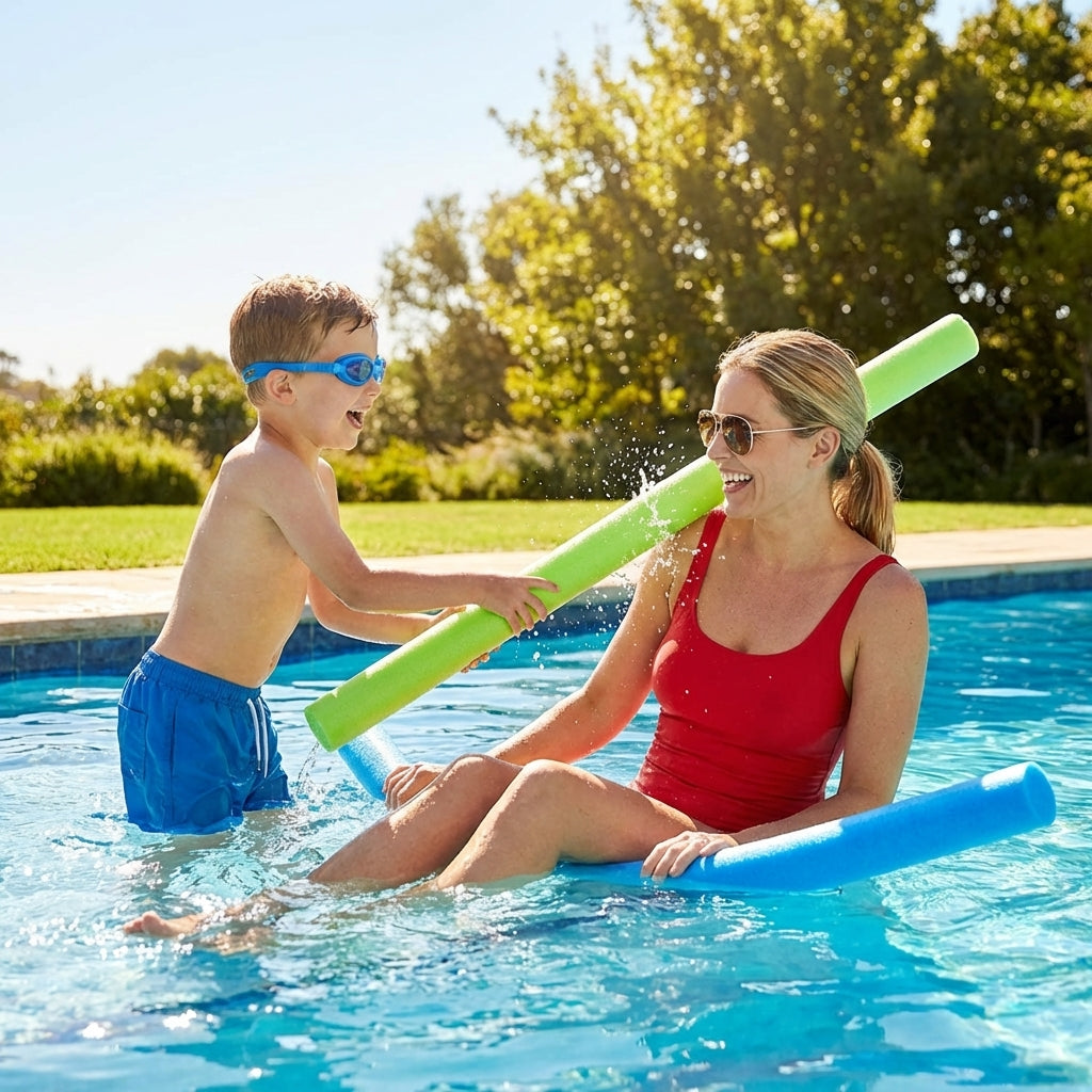 Colourful swimming pool noodles made from EVA foam for aquatic exercises