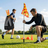 Football corner flag set with bright nylon flags and PVC poles