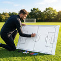 Football coaching whiteboard with aluminium frame and coloured markers