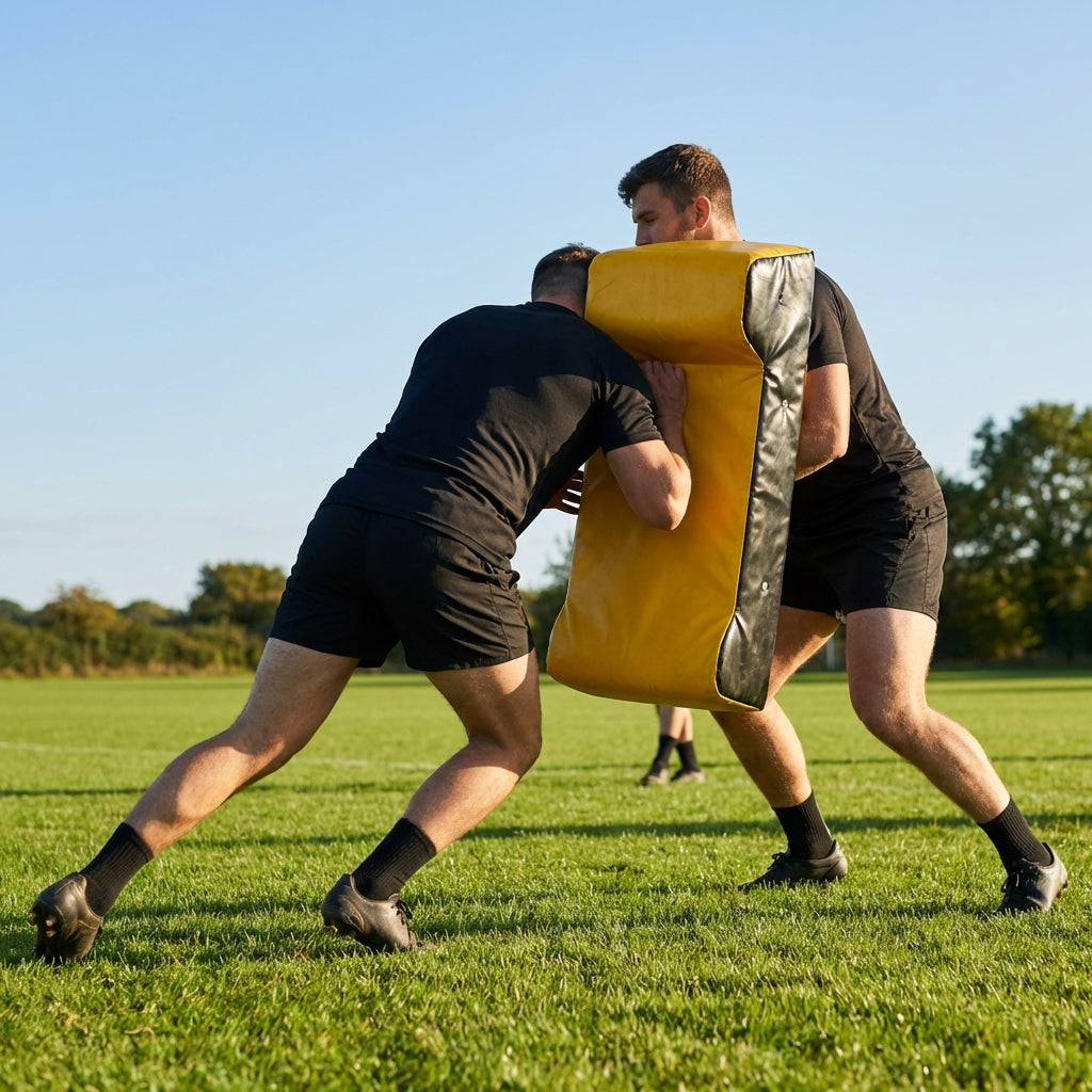 Curved rugby tackle shield for effective training