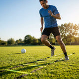 Speed agility ladder with fluorescent yellow rungs for football training