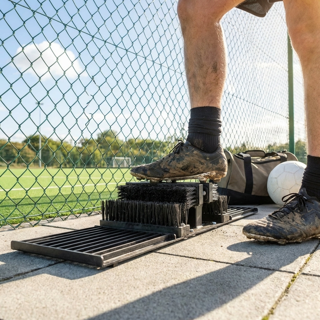 Boot scraper with grate for industrial and sports use