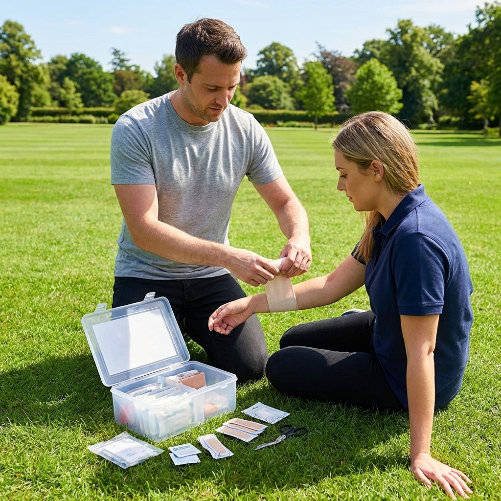 HSE First Aid Kit in green polypropylene box for workplace safety - product detail