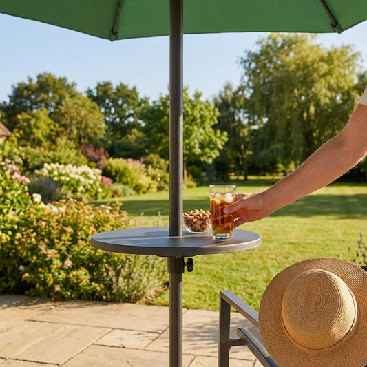 Black parasol table made of durable PE for outdoor use - product detail
