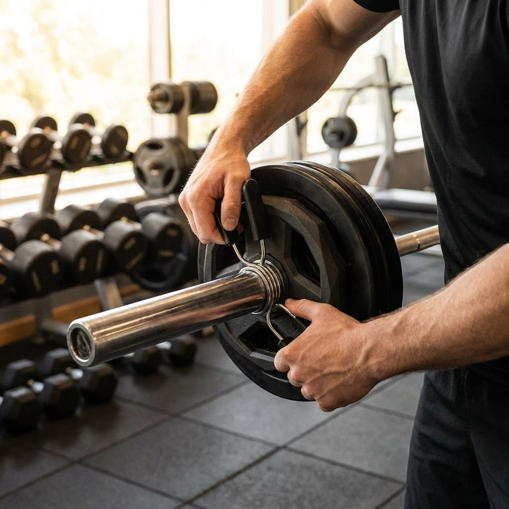 Barbell spring collars made from durable steel for gym use
