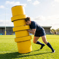Adjustable tackle ring for rugby training in yellow and black