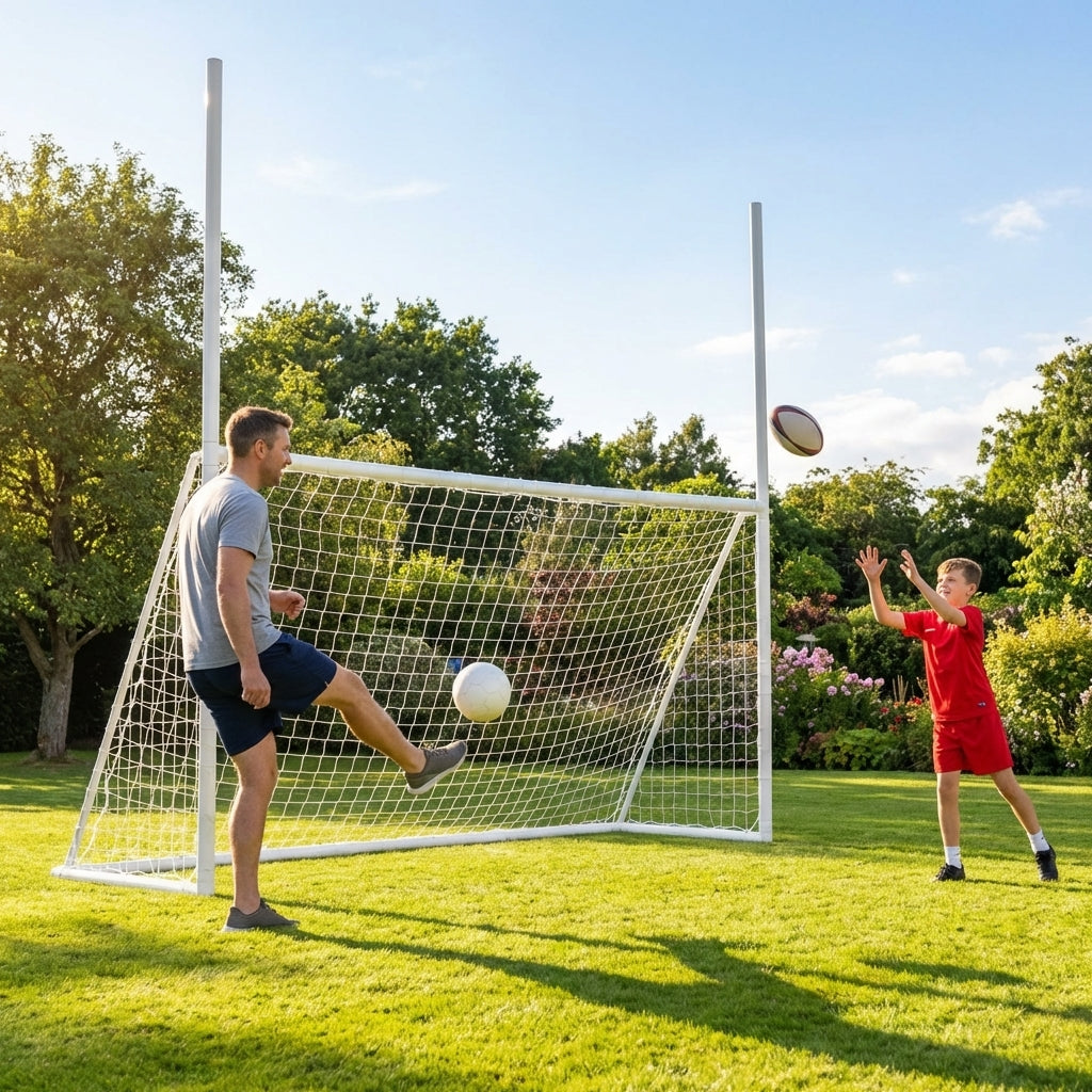 Combi Football and Rugby Goal in 12x6 size made from durable uPVC for garden use - product detail